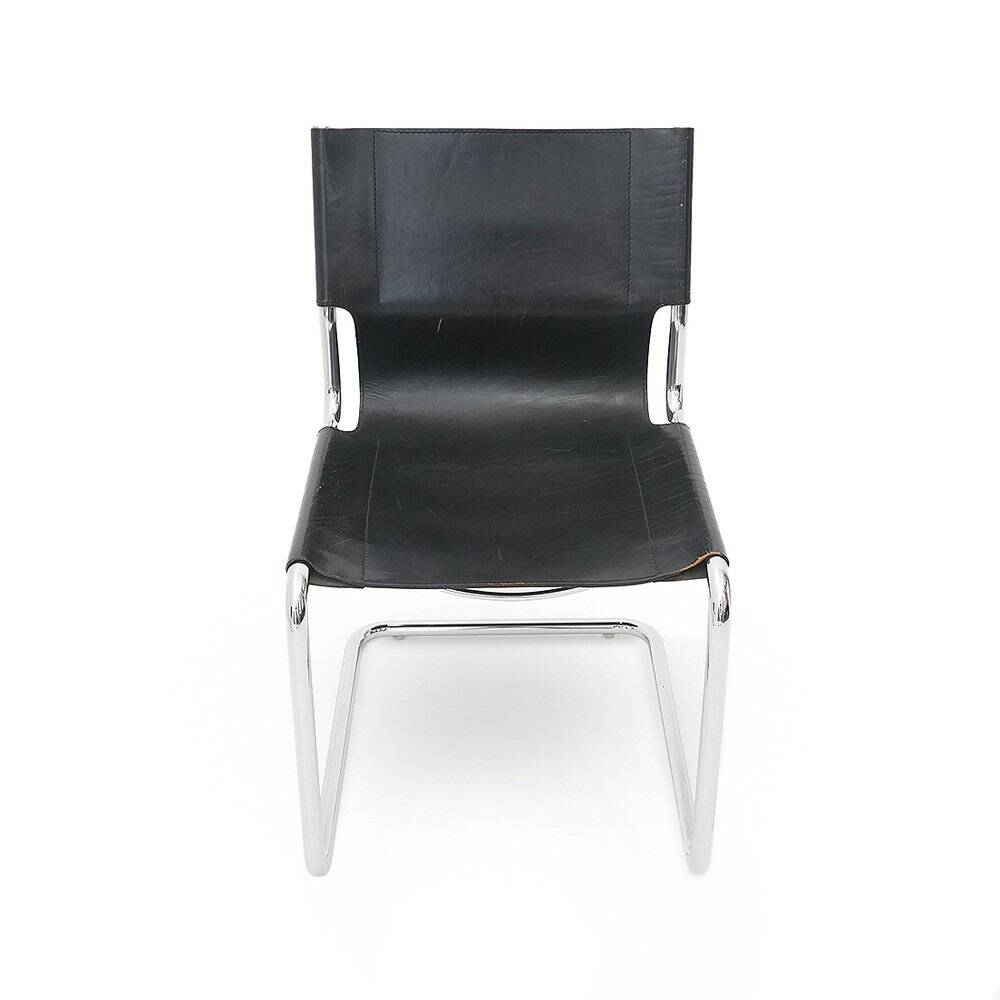 Pair of metal and leather chairs by Carlo Bartoli for T70, 1970s.