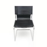 Pair of metal and leather chairs by Carlo Bartoli for T70, 1970s.