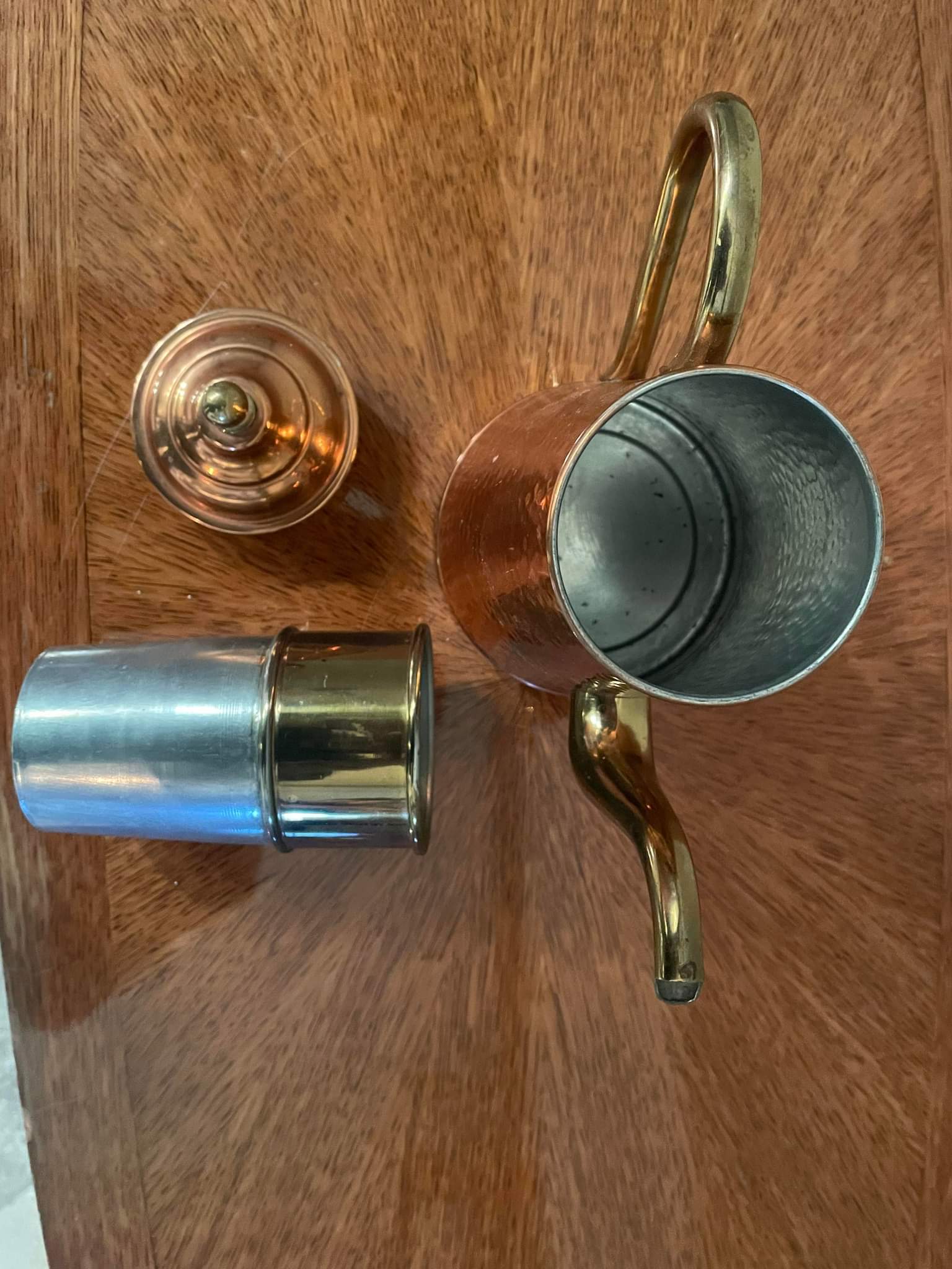 Teapot or coffee maker in copper and vintage brass