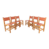 Set de 6 chaises en orme et cuir édition Maison Regain