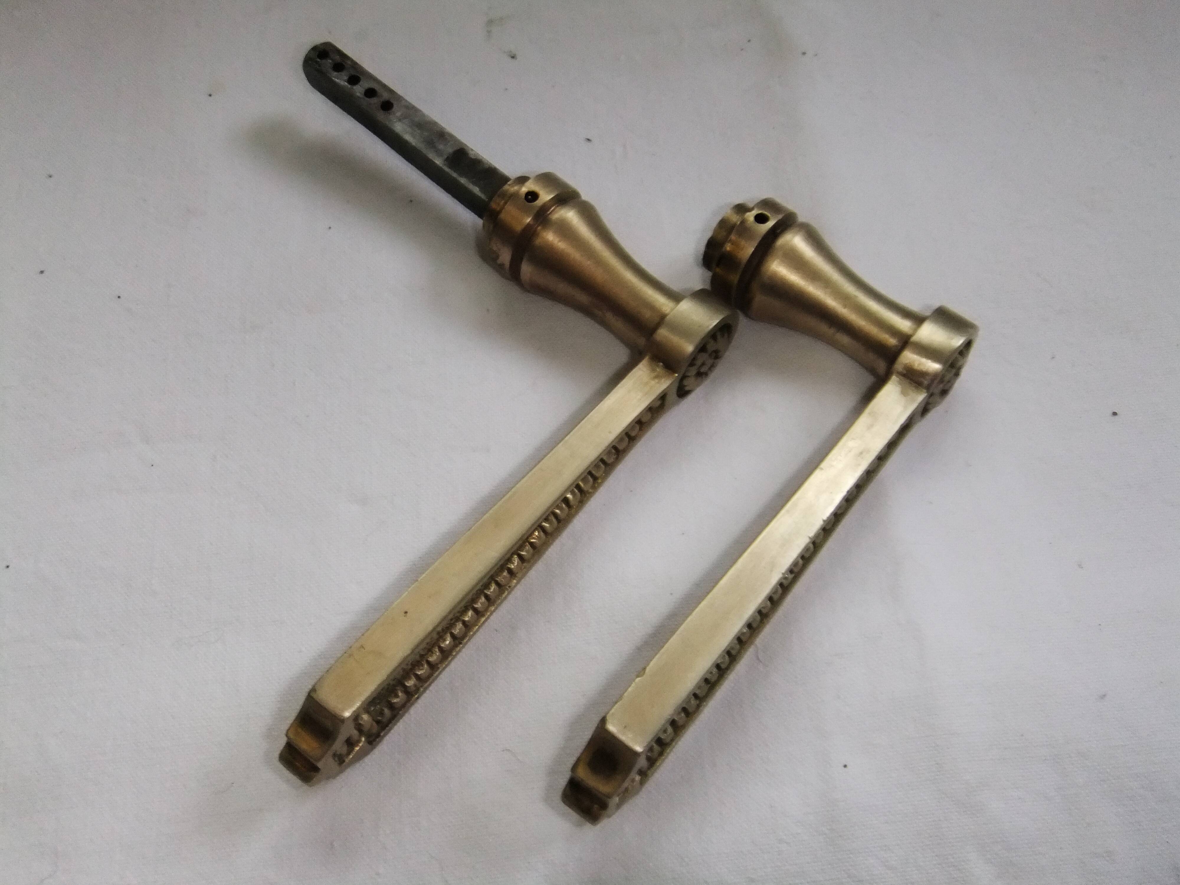 Pair of Louis XVI style beaded bronze door handles