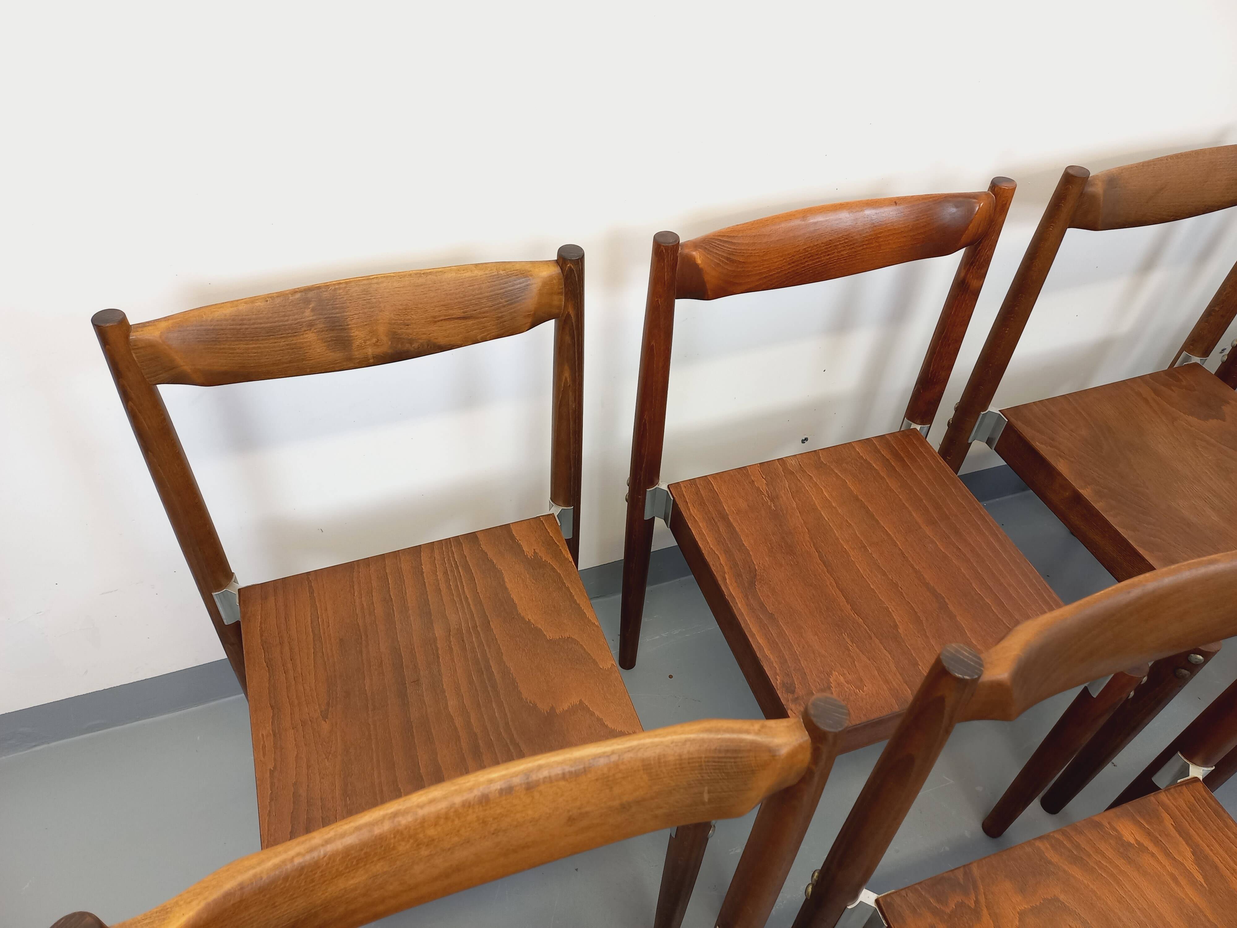Set of 8 stackable chairs from the Czech manufacturer Bukoza