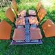 Set of 6 orange skai and wood chairs from the 60s