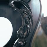 Arts crafts parlour glass display cabinet black ebonised chippendale england