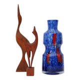 Blue Glass Art Vase attributed to Frantisek Koudelka for Prachen Glass Work