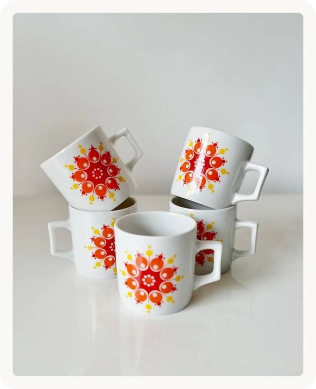 Set of 5 porcelain coffee cups from the 70s - Bavaria Germany