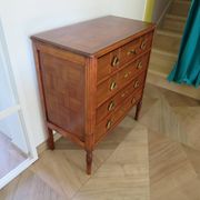 Art Deco chest of drawers - 4 drawers - locks - checkered wood veneer top - 50s