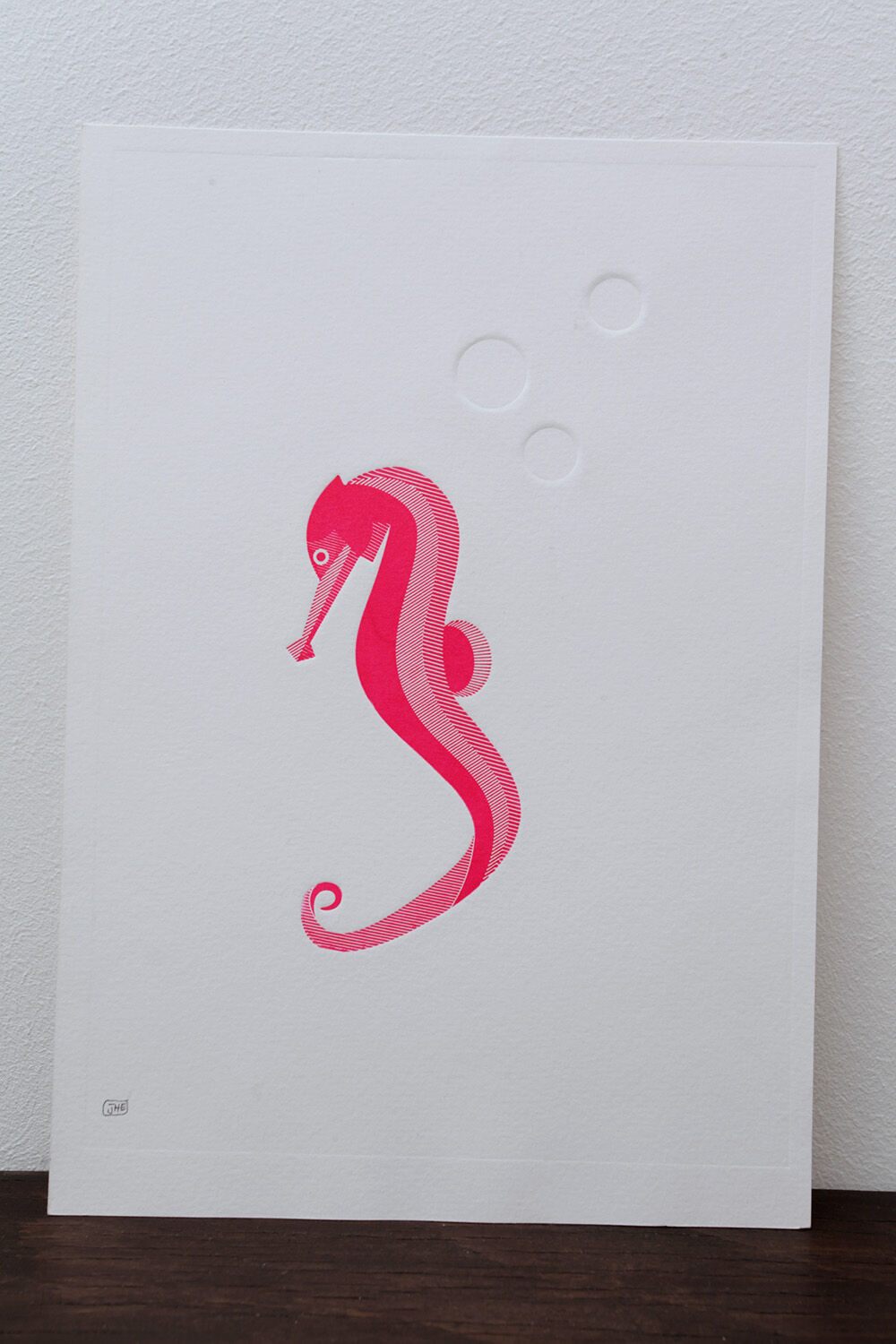 Engraving 2 colors seahorse