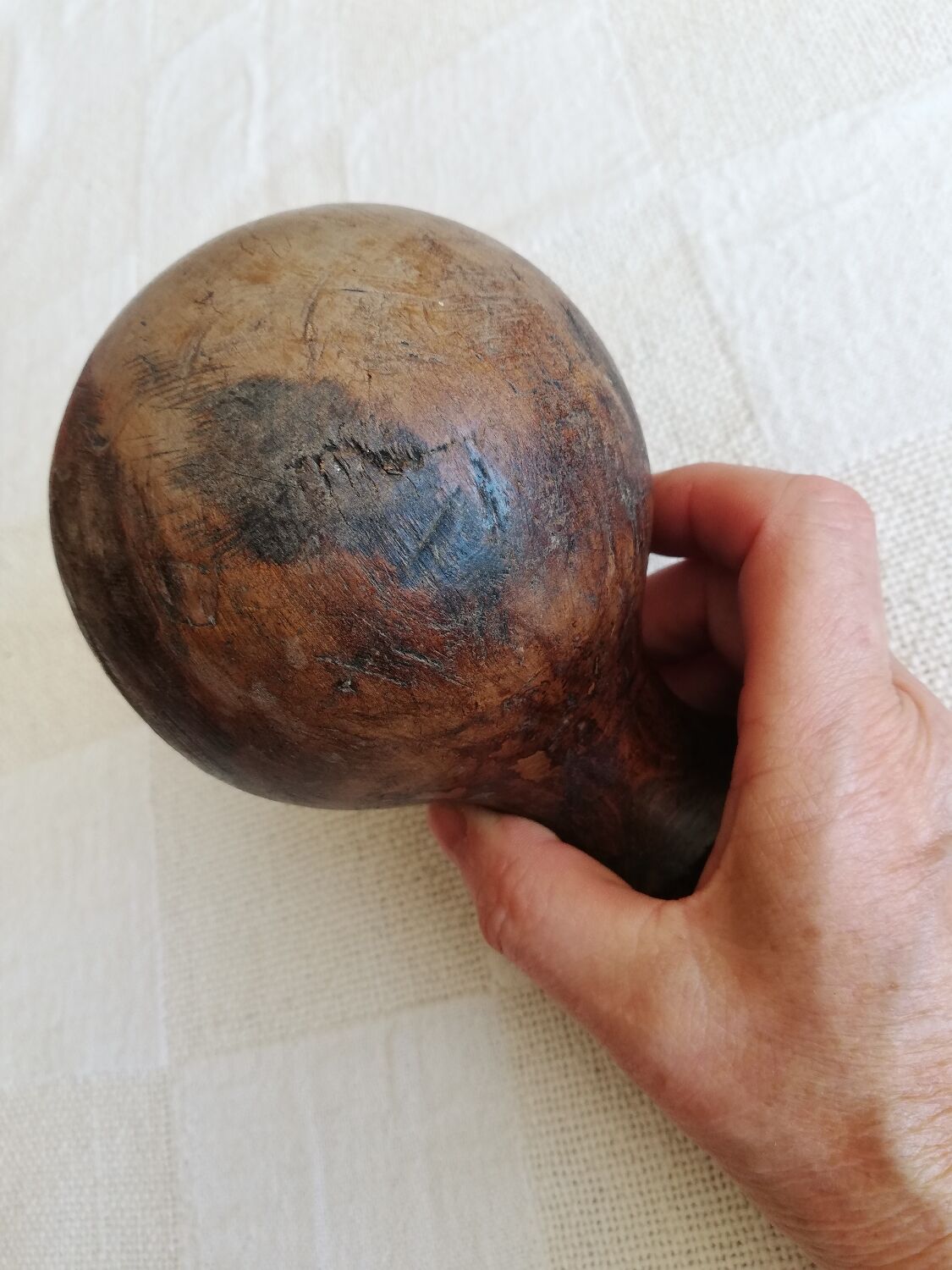Antique wooden stair railing ball turned