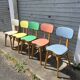 Suite 5 chaises bistrot chêne claire vernis (baumann) pied compas