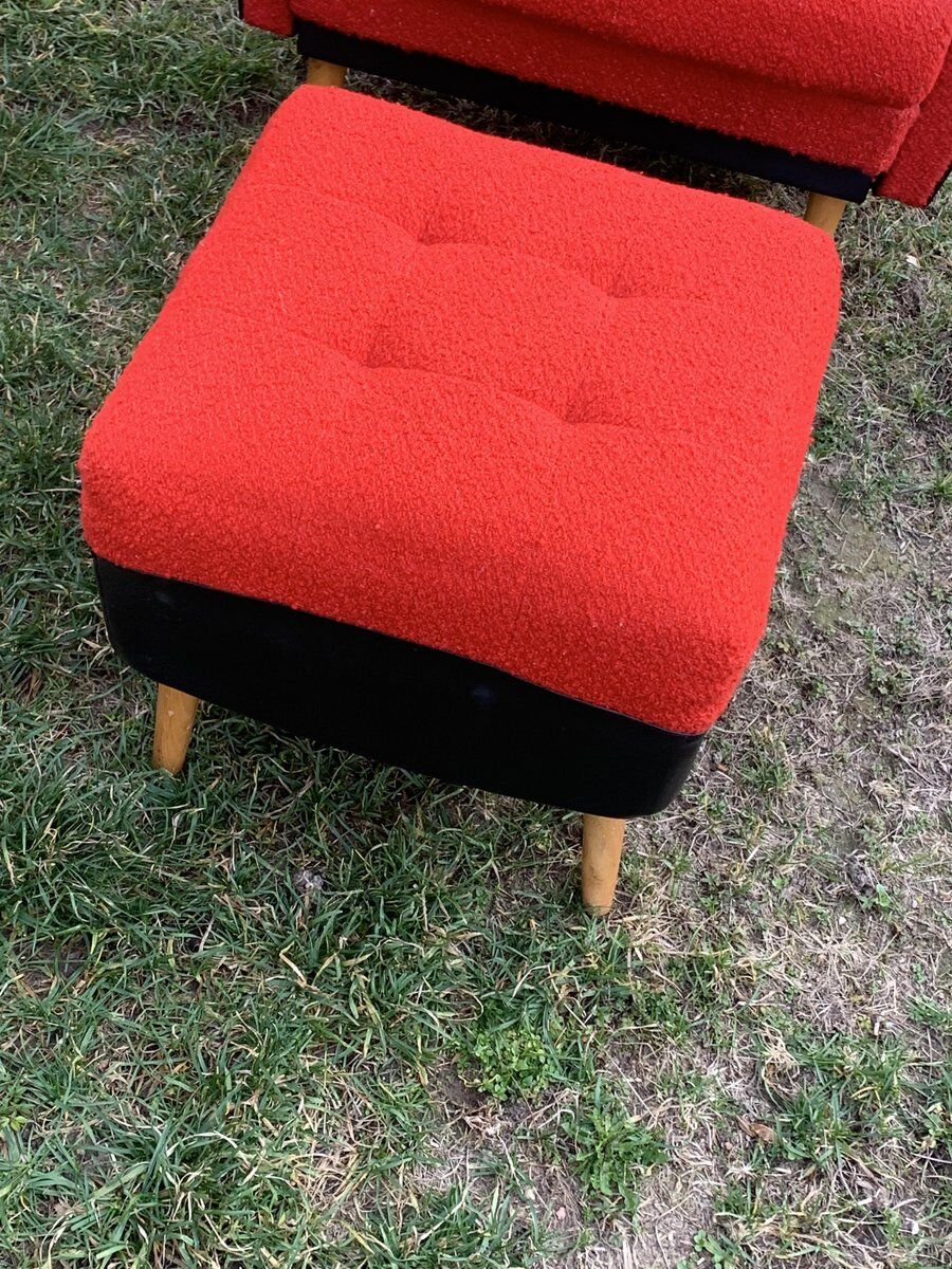 Mid-century lounge chairs with ottomans, 1960s, set of 5