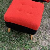 3 fauteuils avec poufs, années 1960