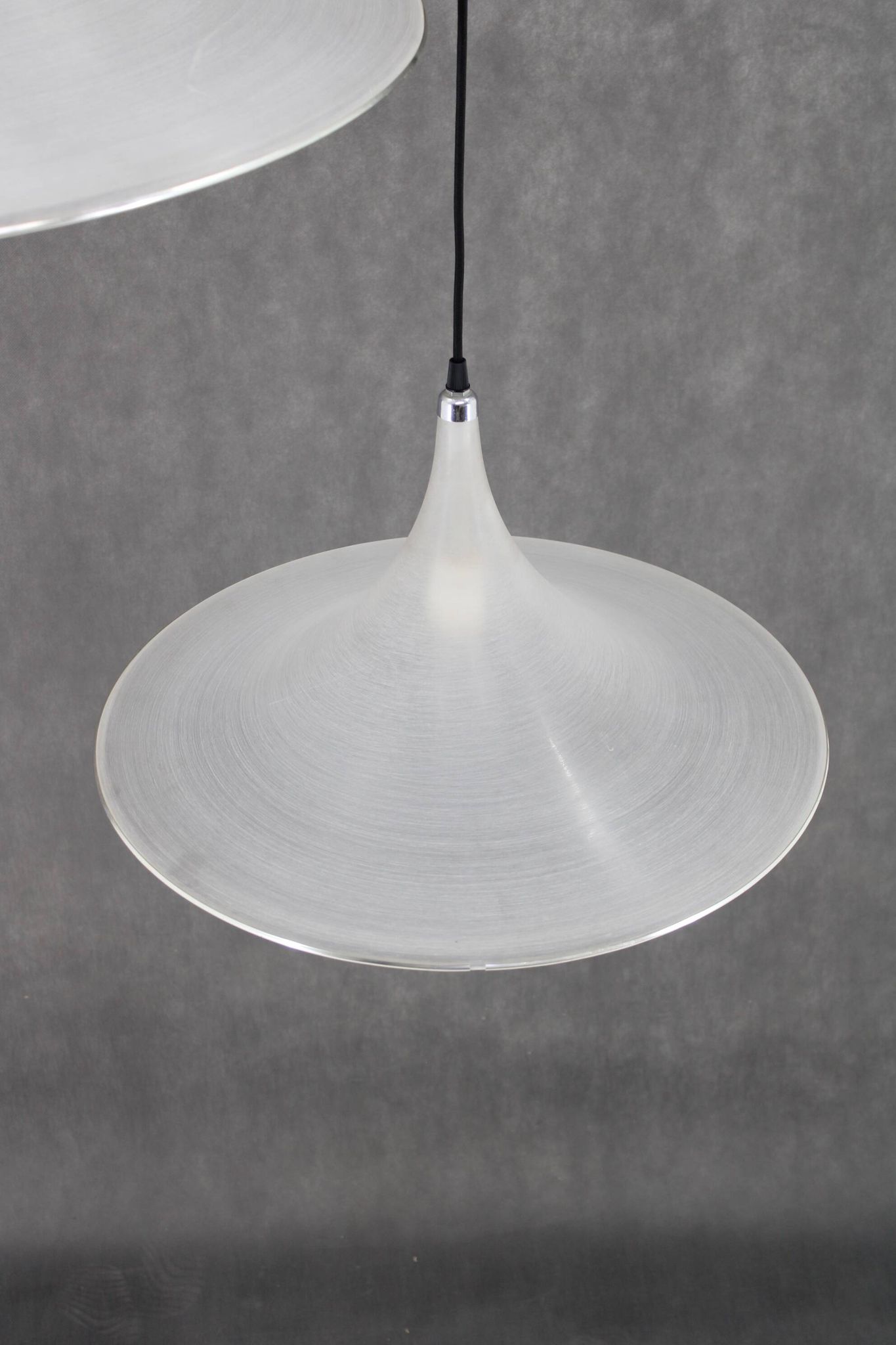 1970s Pair of Guzzini "Trumpet" Pendant Lamps by Meblo , Italy