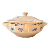 Petite soupière porcelaine vintage K&G Luneville "Flore" 1950s petites fleures bleues