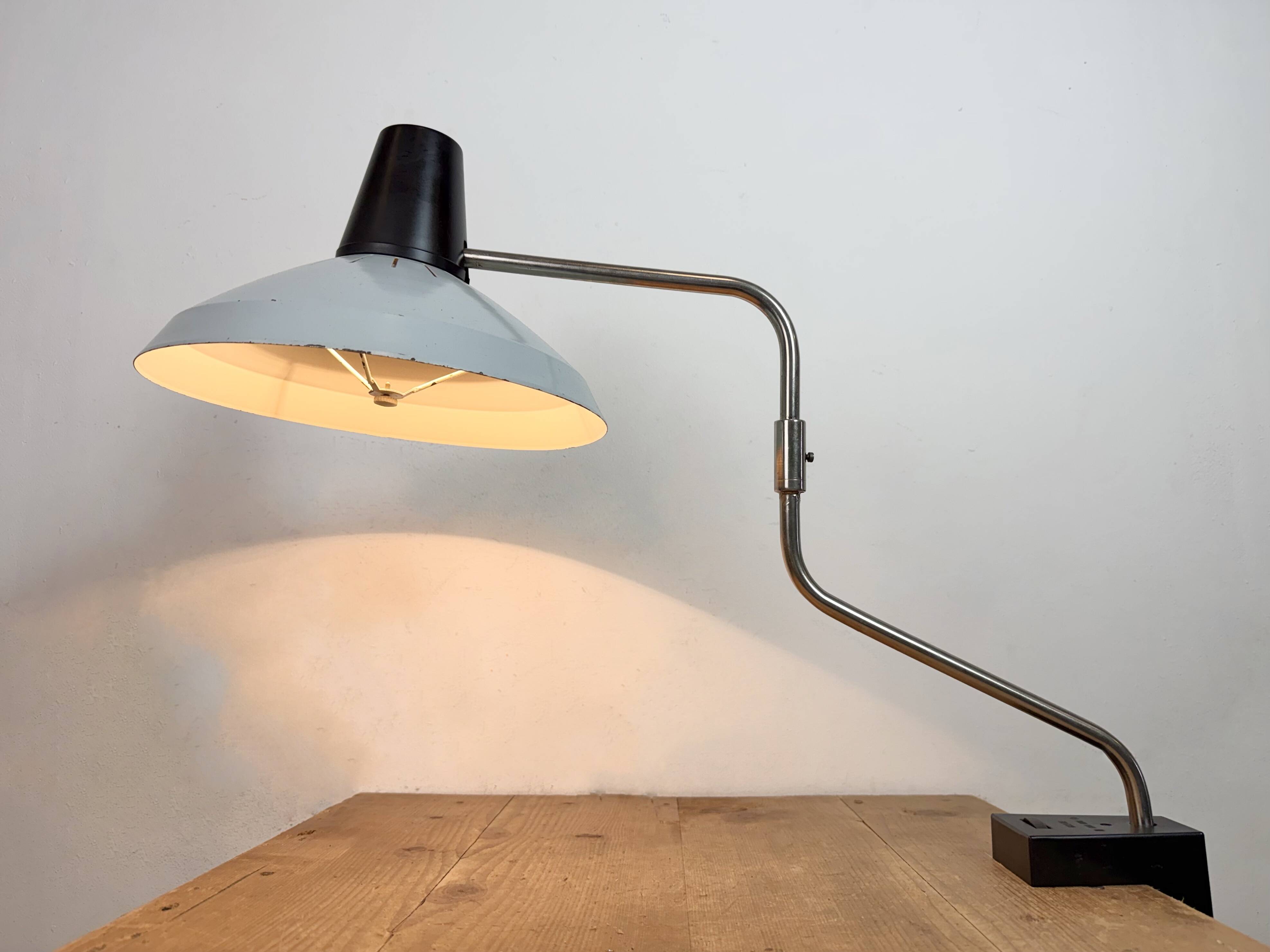 Grey Industrial Factory Office Desk Lamp from Elektrosvit, 1970s