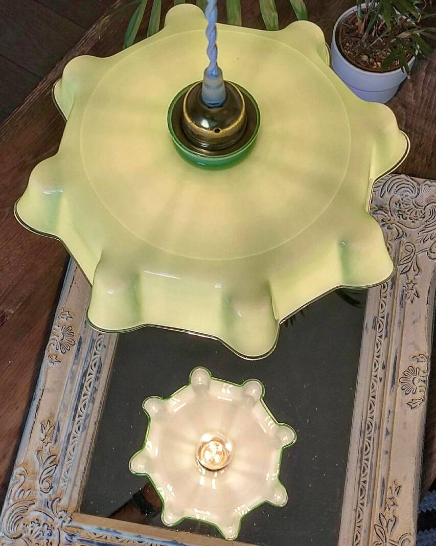Vintage opaline pendant light