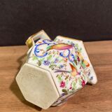 Old Paris porcelain milk jug with polychrome and gold bird floral decoration