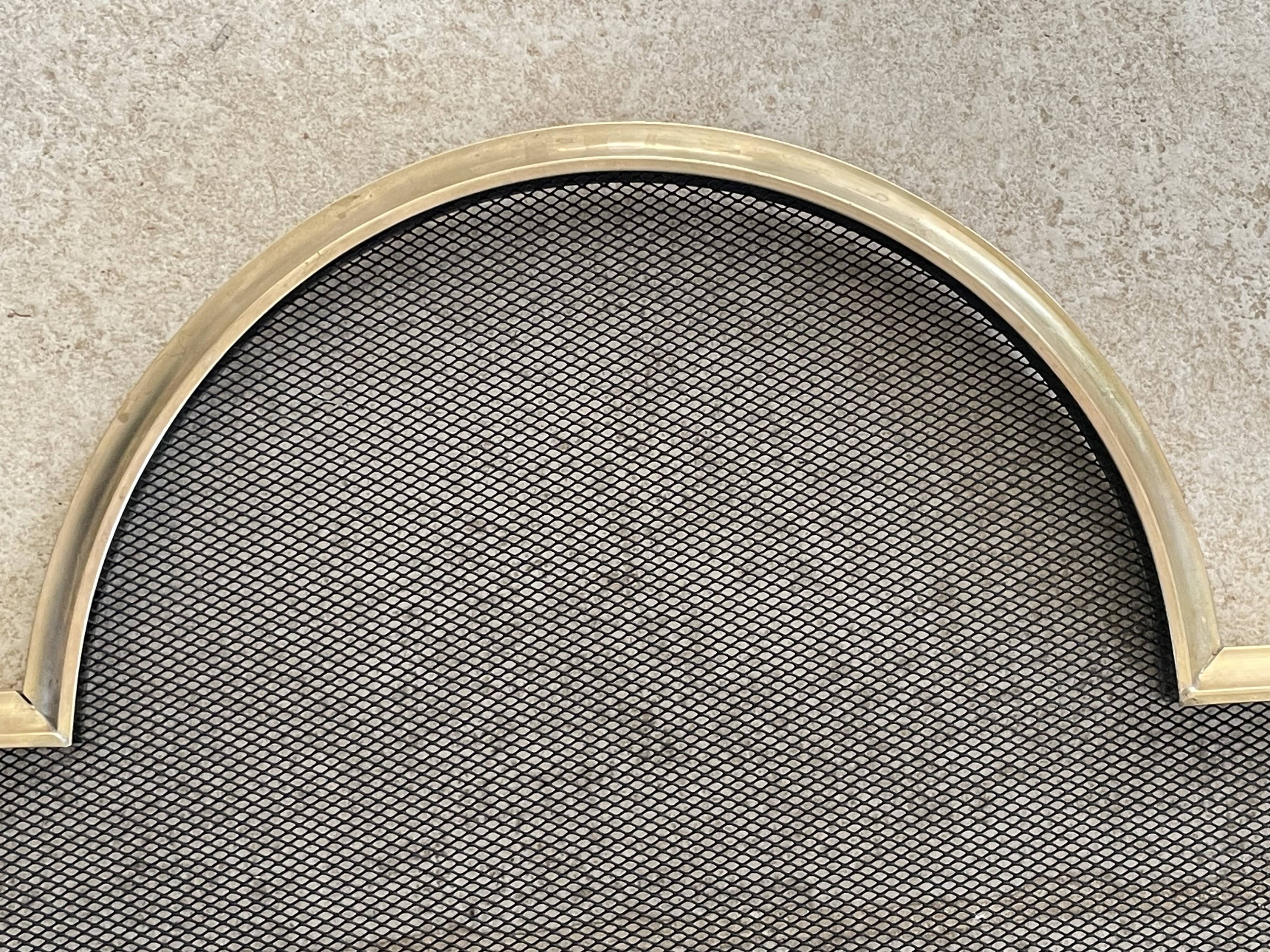 Vintage brass fire screen with 3 panels