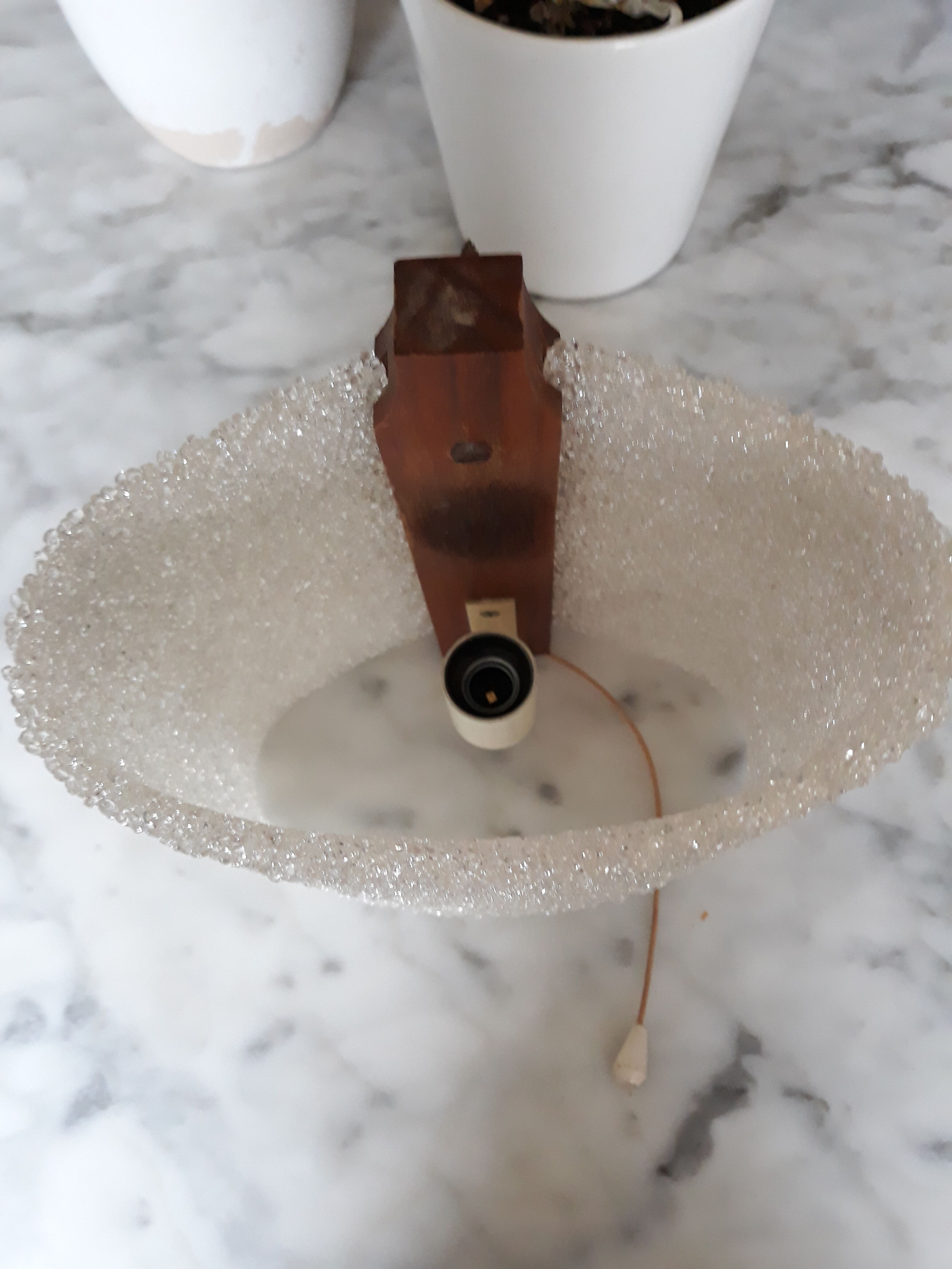 Perplex and teak vintage applique