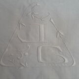 Drap ancien  lin blanc monogramme JG art déco