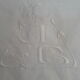 Drap ancien  lin blanc monogramme JG art déco