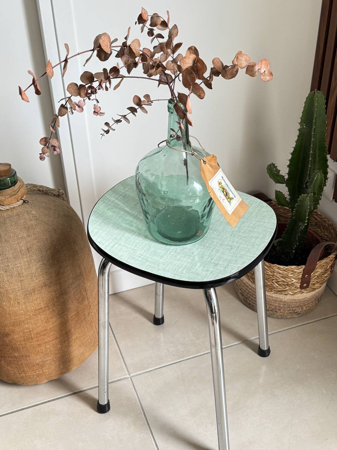 Vintage green Formica stool