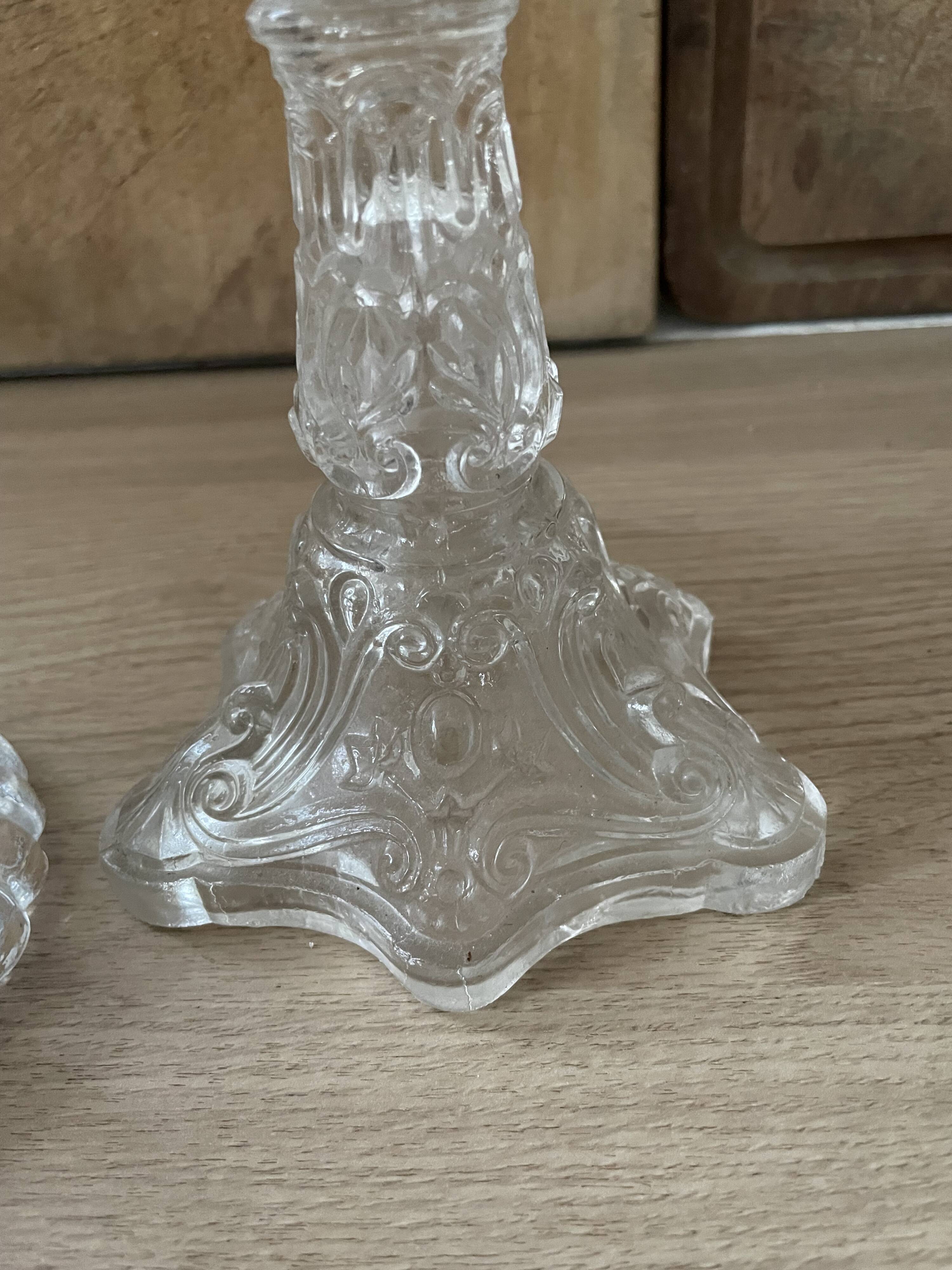 Lot of vintage glass candlesticks