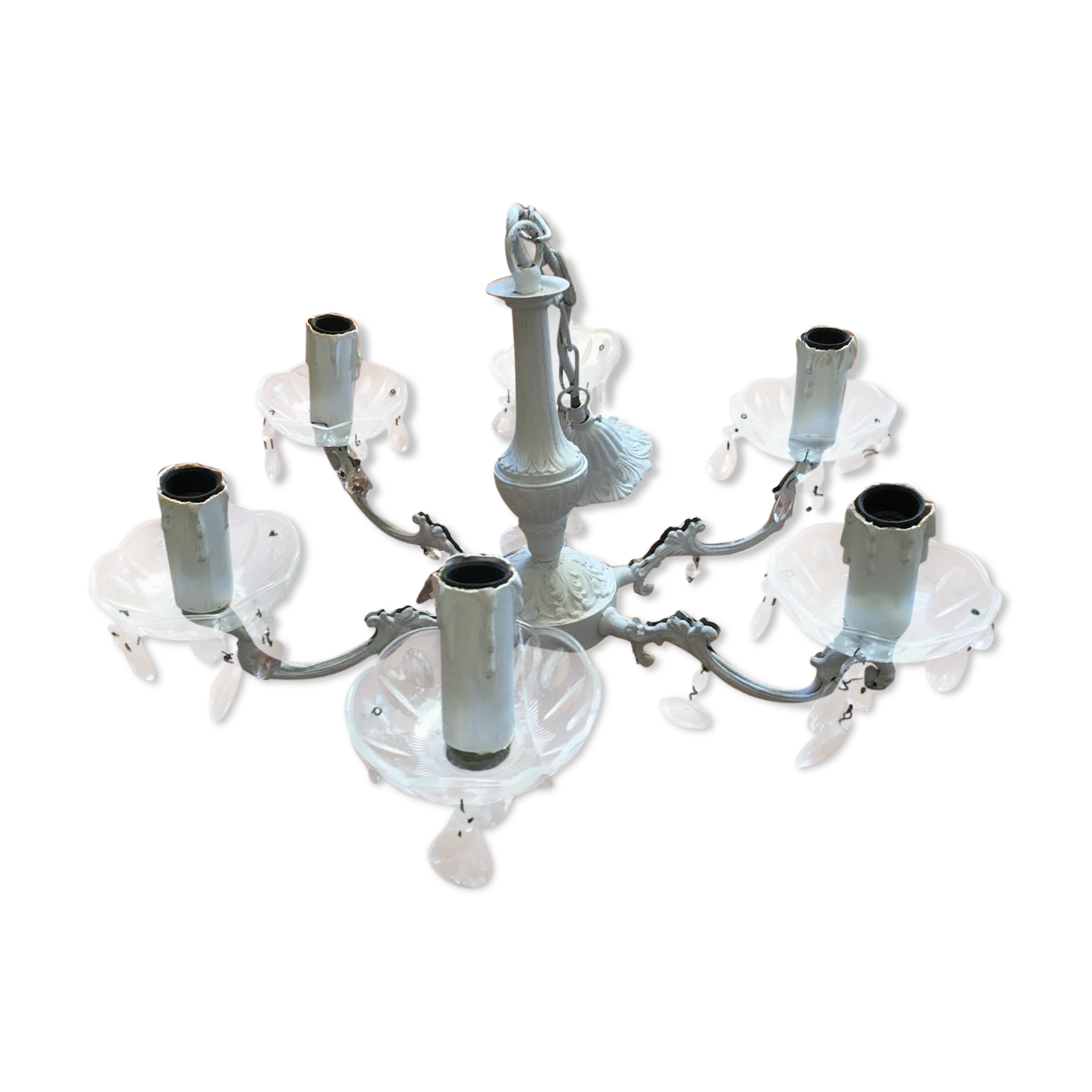 Bronze chandelier with bobèches and stamps 6 branches