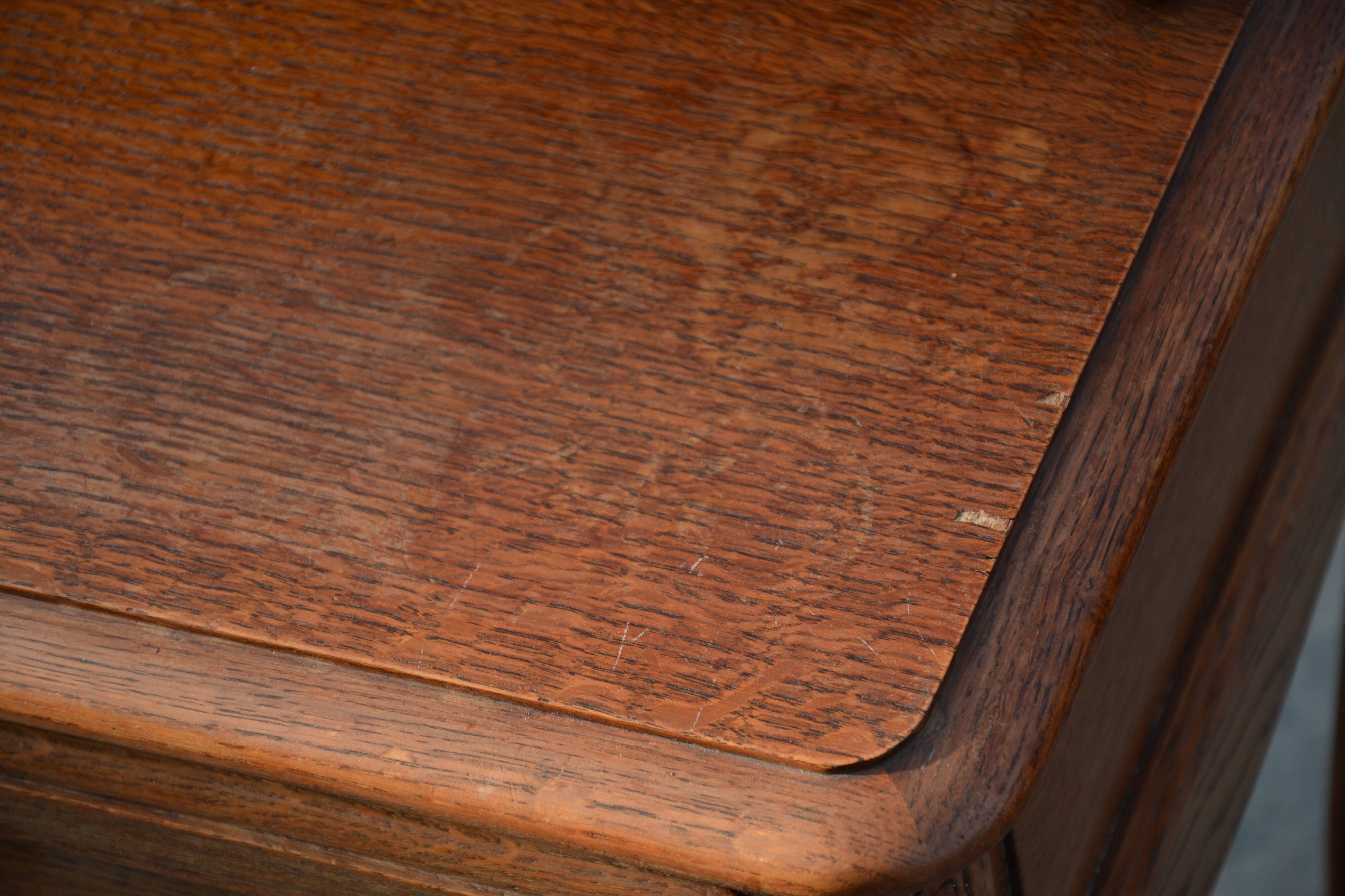 Two oak bedside tables.
