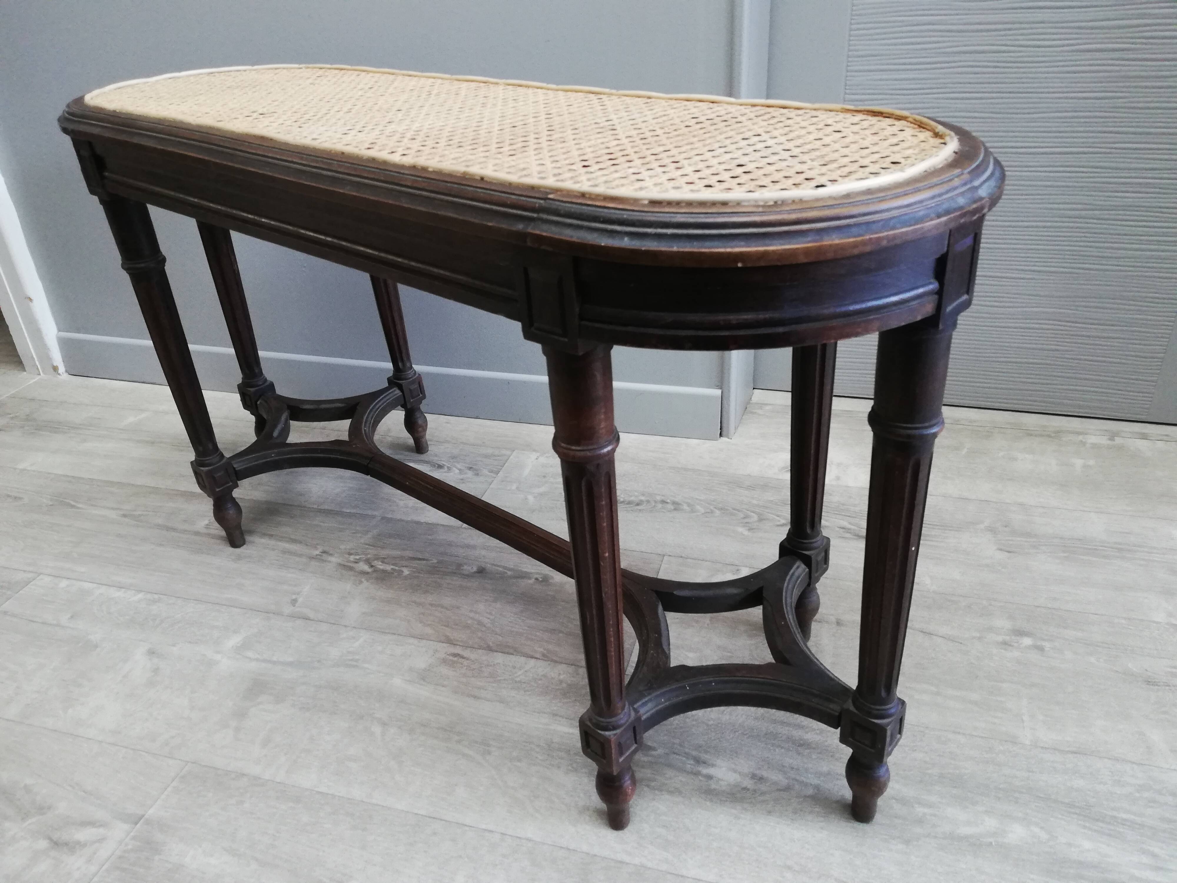 Wooden piano bench and Louis XVI style cannage
