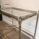 Silver brass rolling table with removable trays