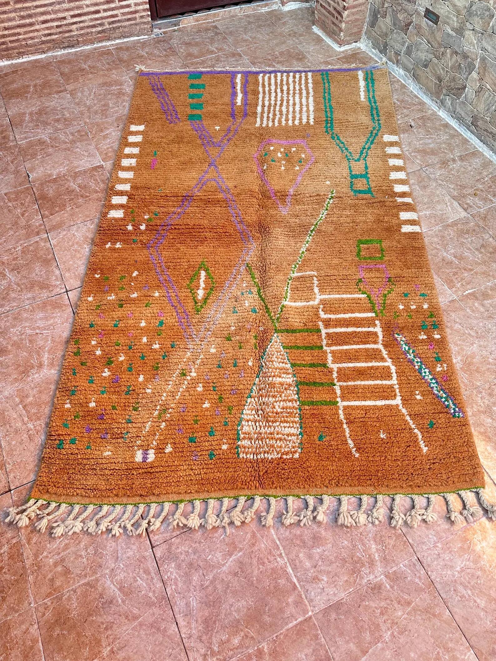 Authentic new and colorful Moroccan Berber Azilal rug, 246x145cm