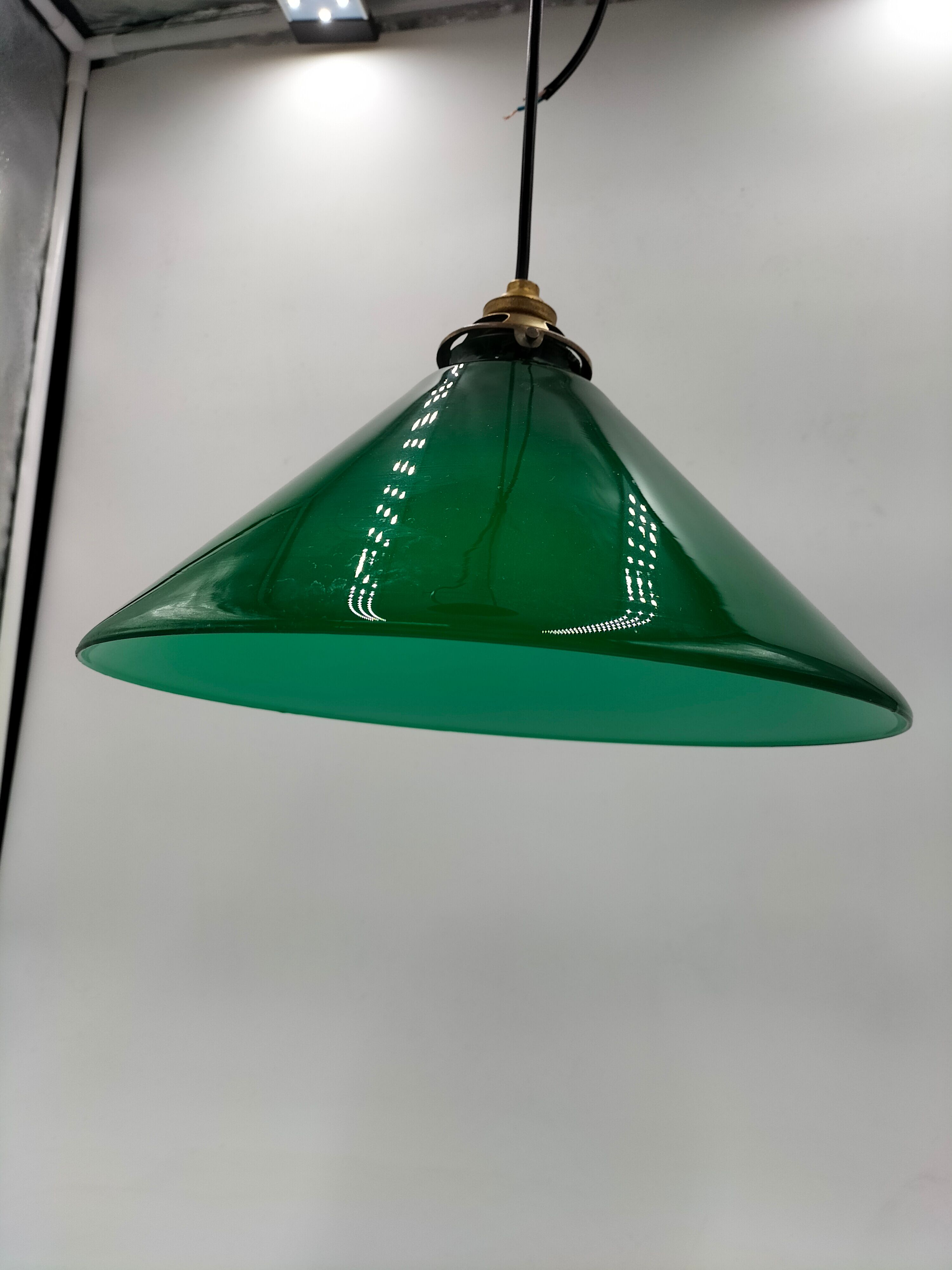 Old green opaline lamp