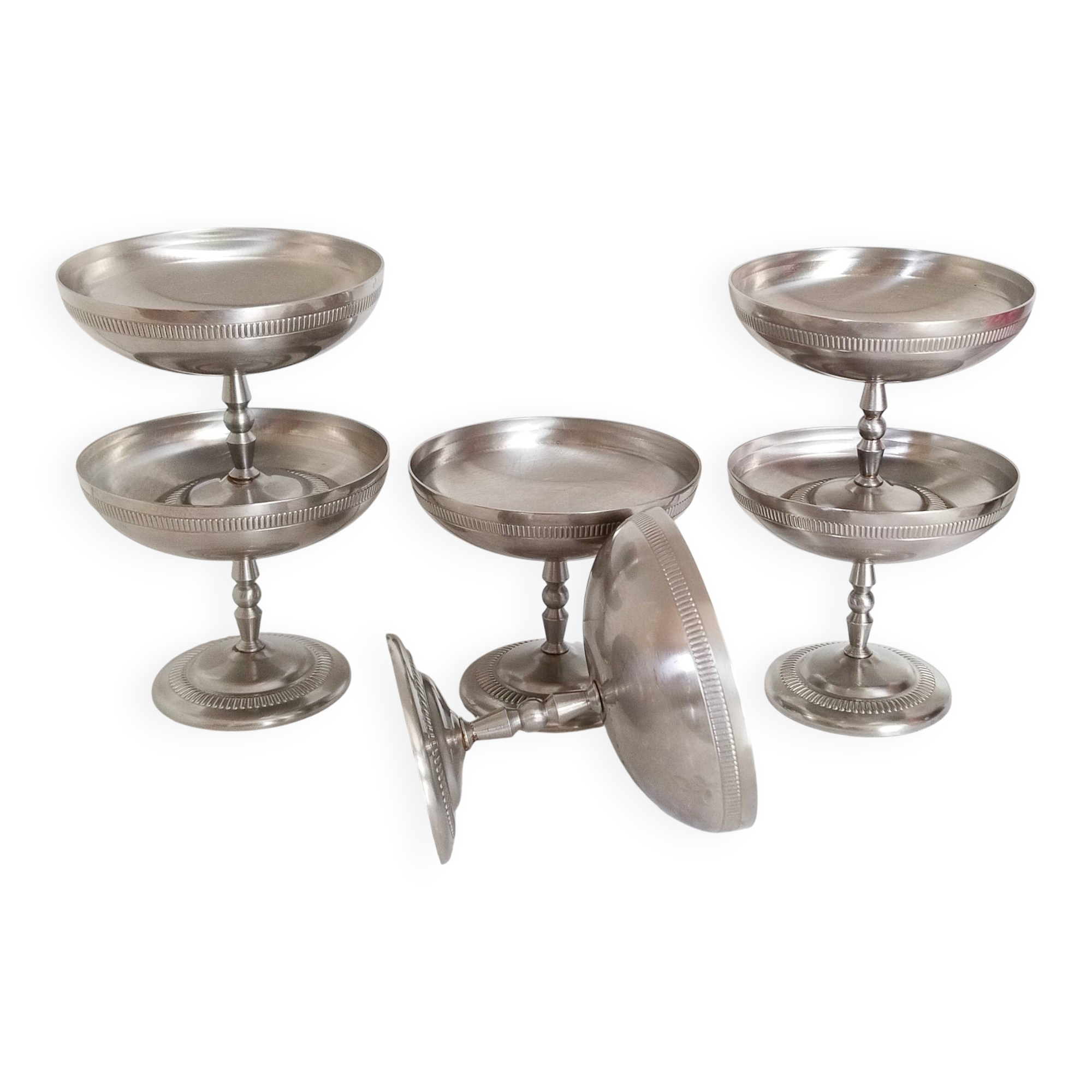 Large ice cream cups, set of 6, in 18/10 stainless steel (ref 13)