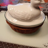 Terrine and duck dishes with basket