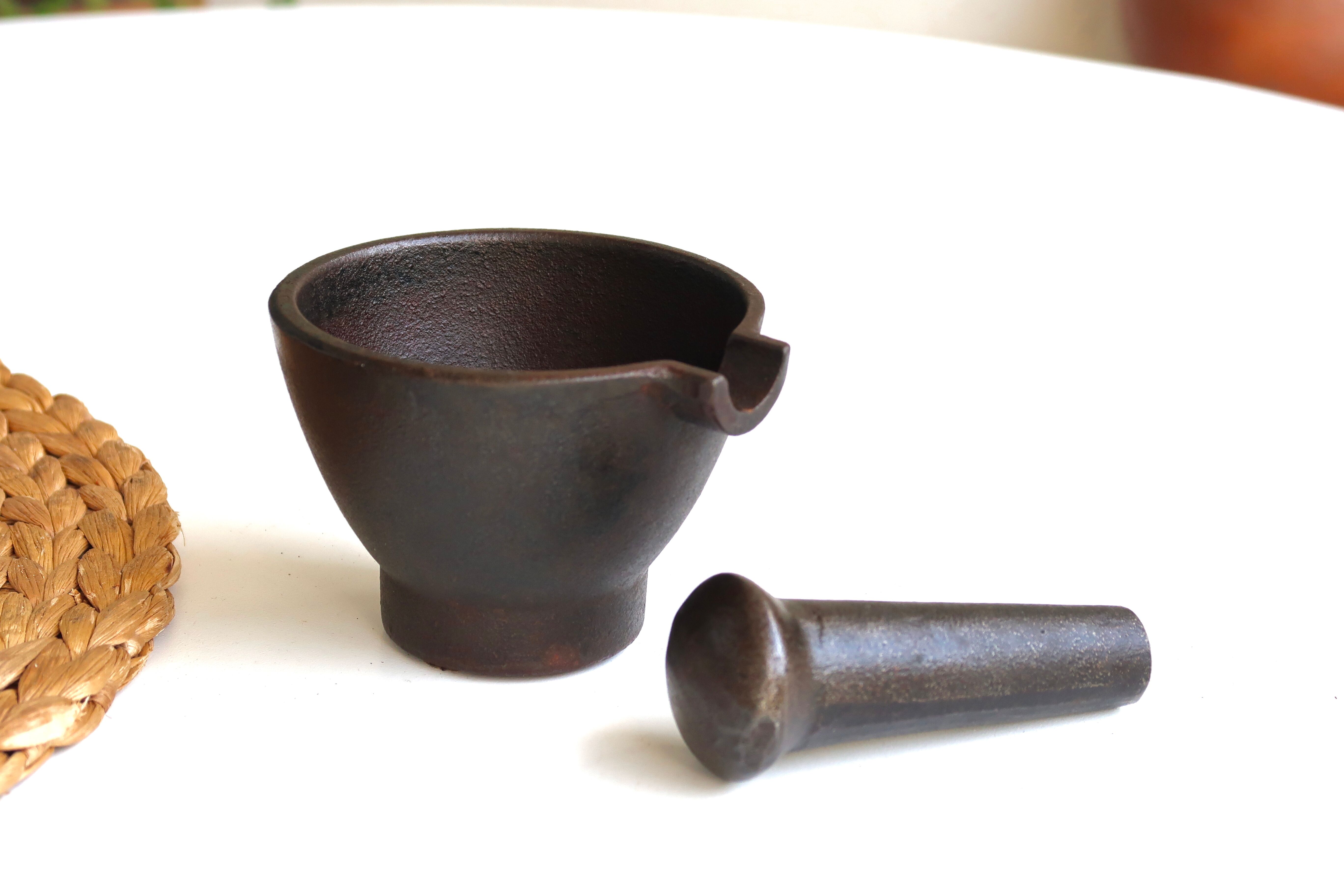 Cast iron mortar and pestle, 50s