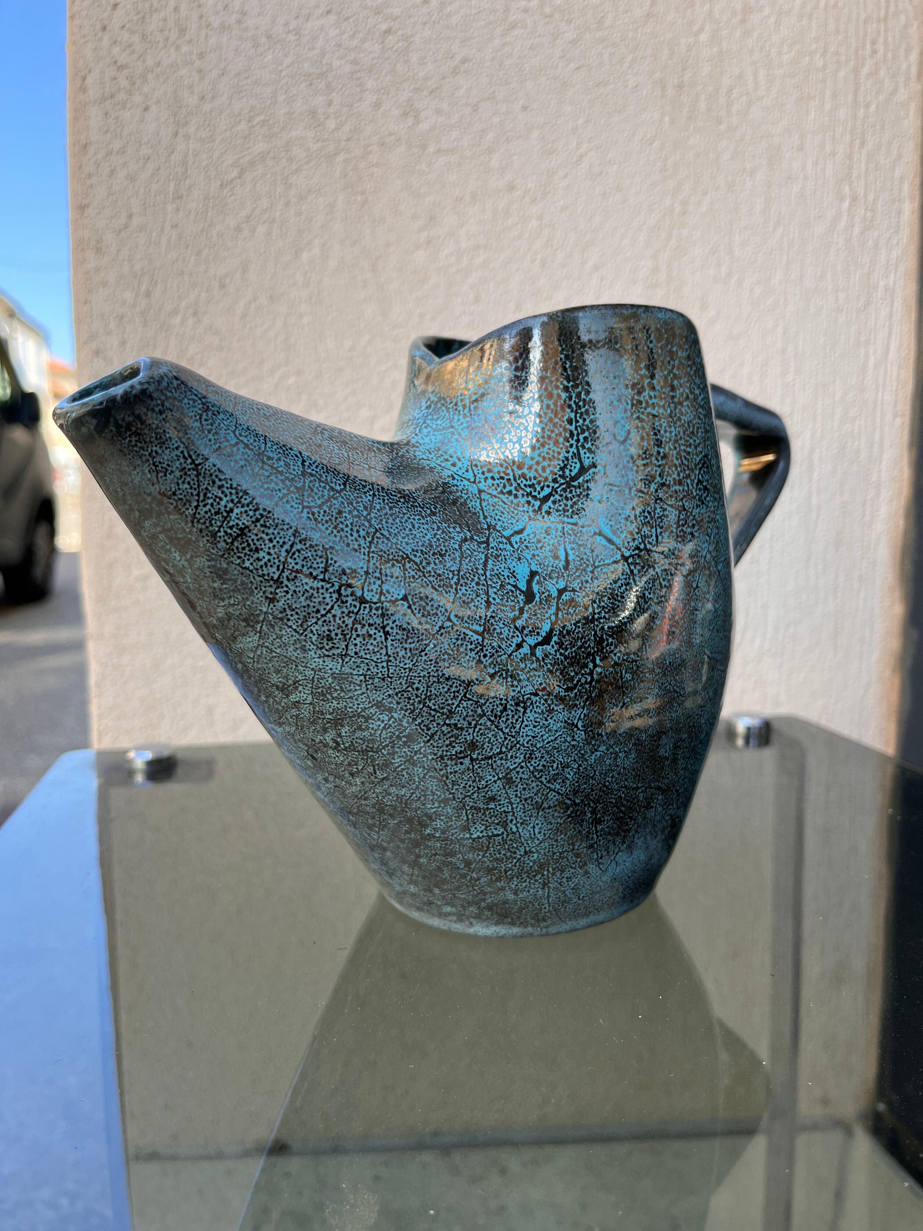 sculptural vase, flamed ceramic, 1970