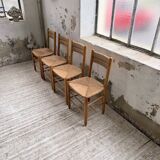 Set of 4 straw chairs circa Dordogne