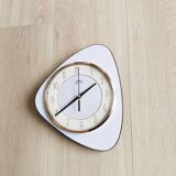 Pendulum, white formica clock, triangle shape, vintage, functional