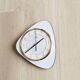 Pendulum, white formica clock, triangle shape, vintage, functional