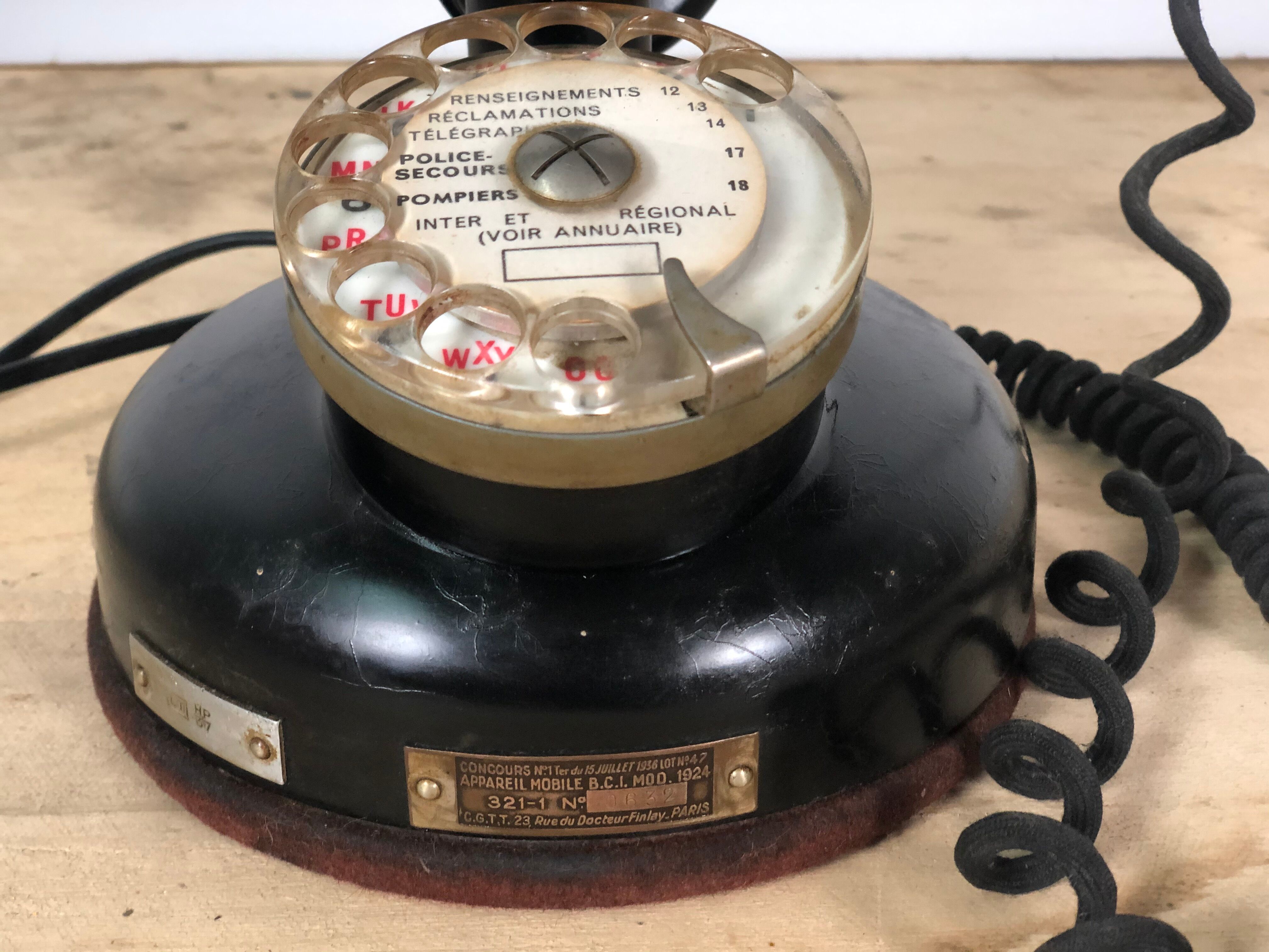 Old column phone in Bakelite and metal 1936