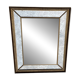 Antique rectangular mirror in gilded wood with glazing beads