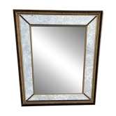 Miroir rectangulaire ancien en bois doré avec parecloses