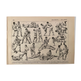Lithograph engraving on jiu-jitsu of 1928