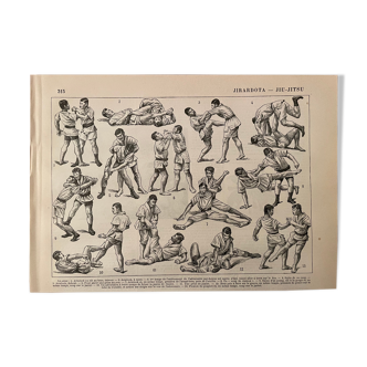 Lithograph engraving on jiu-jitsu of 1928