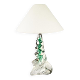 Vintage French Crystal Table Light | Mid Century Emerald Green Accent Light Bedside | Lead Twisted Glass | Val St Lambert Seguso Murano 1950