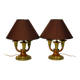 Paire de lampes Art Déco en laiton patiné