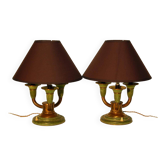 Pair of Art Deco lamps in patinated brass