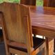 Antique solid walnut table with marquetry and extensions.