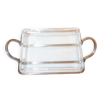 Glass and silver-plated metal butter dish